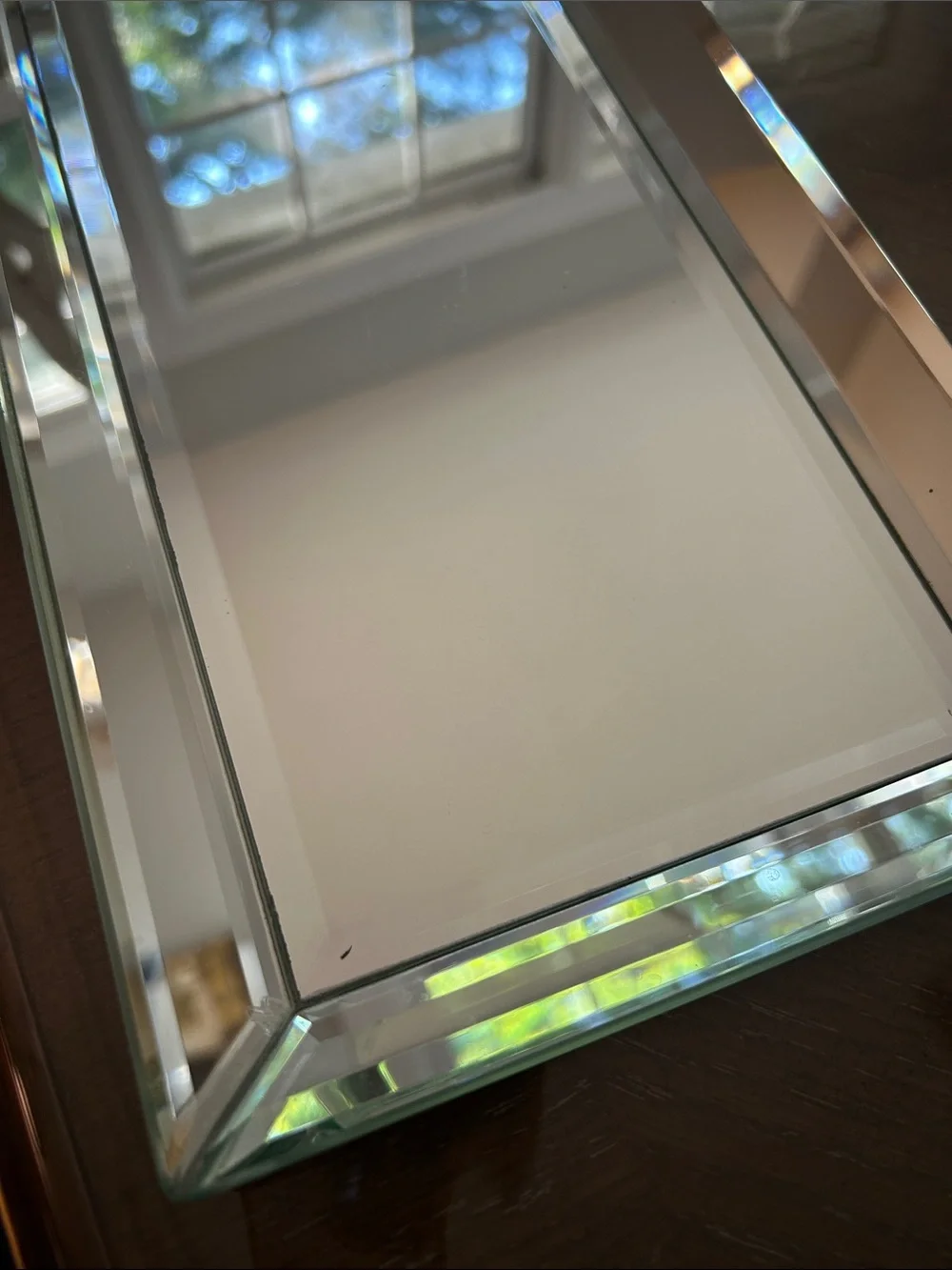 Frameless Rectangular Decorative Wall Mirror in Silver